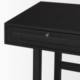 Grier Black Solid Wood W/ Black Cane Office Desk by Mercana at Eve Furniture
