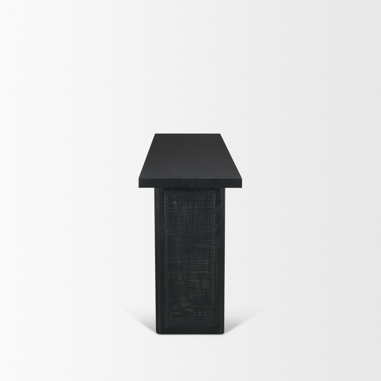 Grier Black Wood w/ Black Cane Console Table by Mercana at Eve Furniture