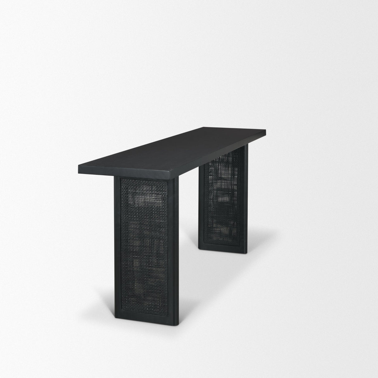 Grier Black Wood w/ Black Cane Console Table by Mercana at Eve Furniture