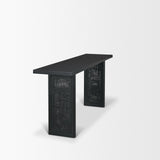 Grier Black Wood w/ Black Cane Console Table by Mercana at Eve Furniture