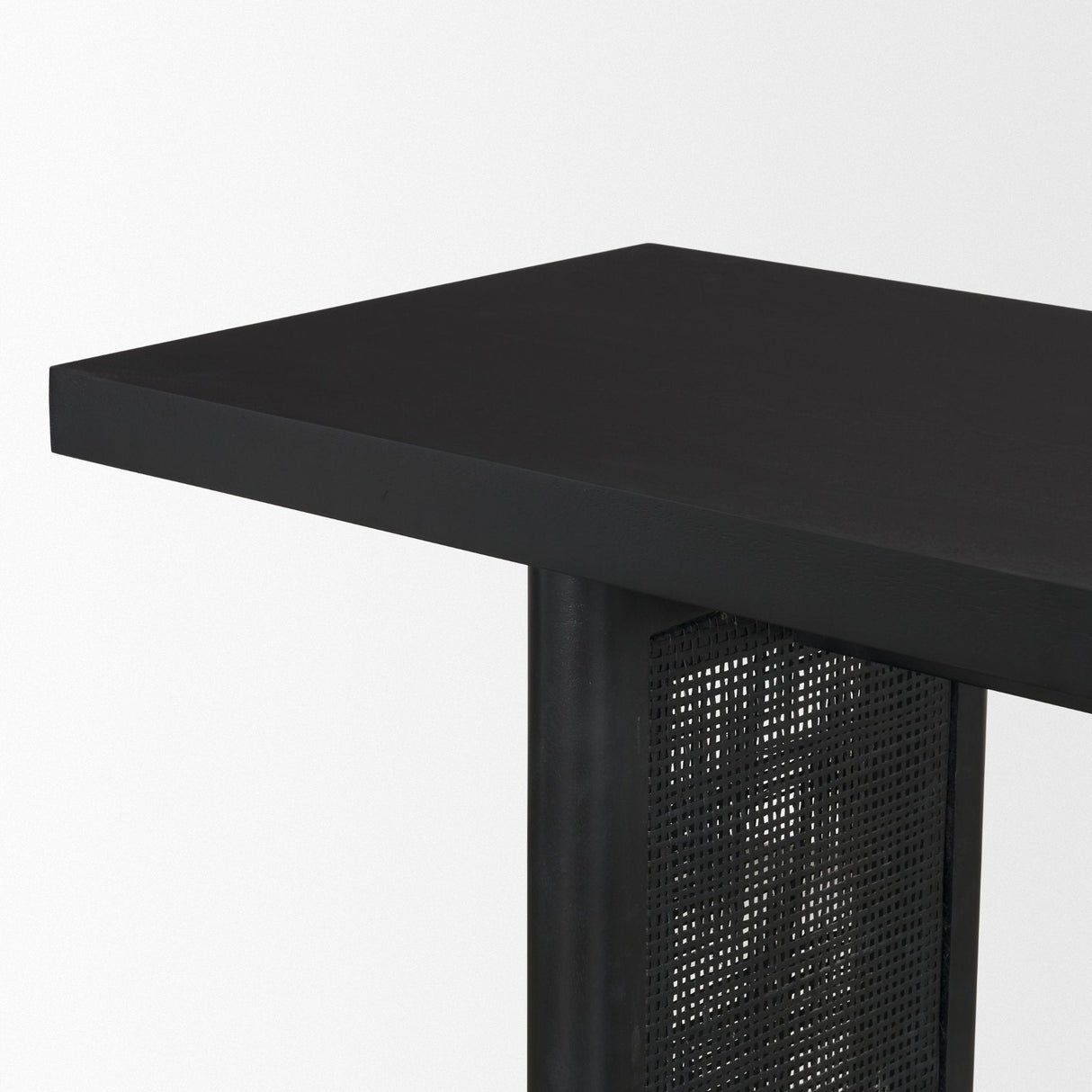 Grier Black Wood w/ Black Cane Console Table by Mercana at Eve Furniture