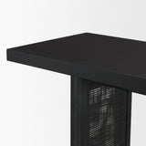 Grier Black Wood w/ Black Cane Console Table by Mercana at Eve Furniture