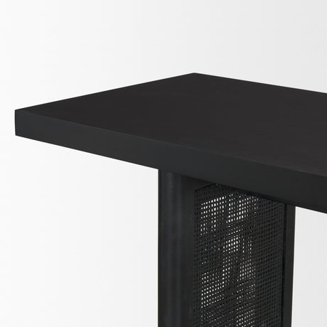 Grier Black Wood w/ Black Cane Console Table by Mercana at Eve Furniture