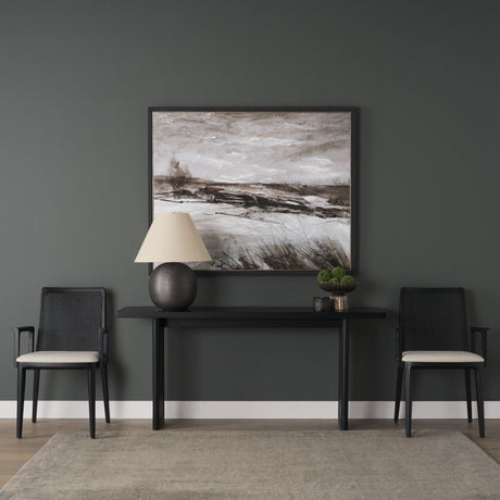 Grier Black Wood w/ Black Cane Console Table by Mercana at Eve Furniture
