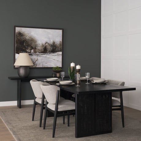 Grier Black Wood w/ Black Cane Console Table by Mercana at Eve Furniture