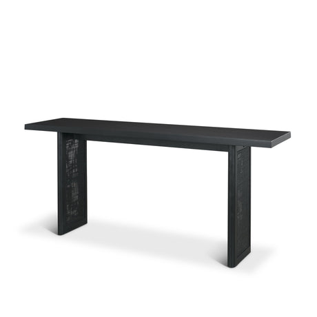 Grier Black Wood w/ Black Cane Console Table by Mercana at Eve Furniture