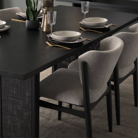 Grier Black Wood w/ Black Cane Dining Table by Mercana at Eve Furniture