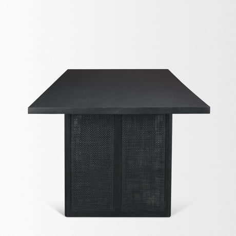 Grier Black Wood w/ Black Cane Dining Table by Mercana at Eve Furniture