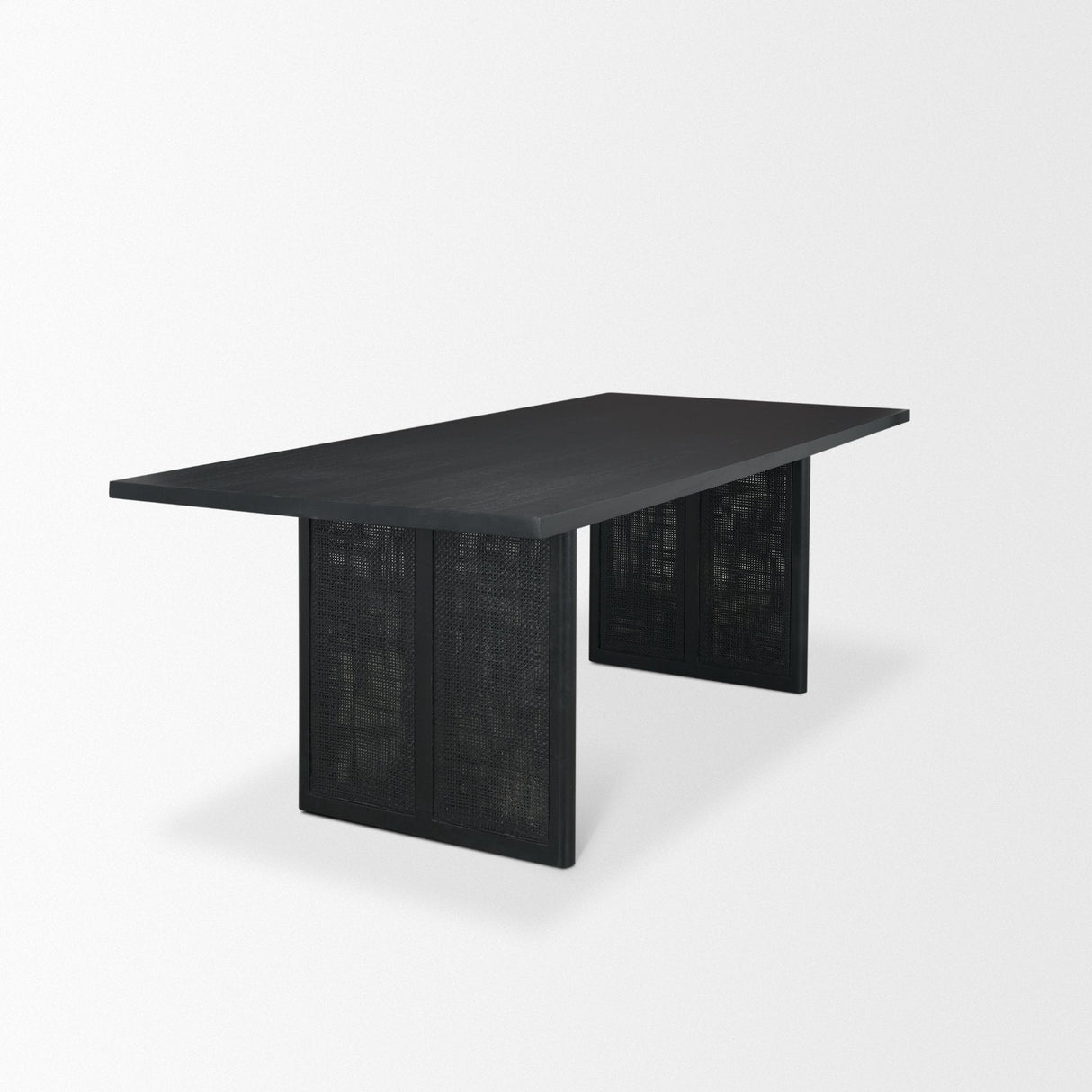 Grier Black Wood w/ Black Cane Dining Table by Mercana at Eve Furniture