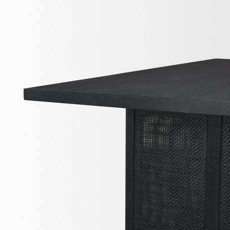Grier Black Wood w/ Black Cane Dining Table by Mercana at Eve Furniture