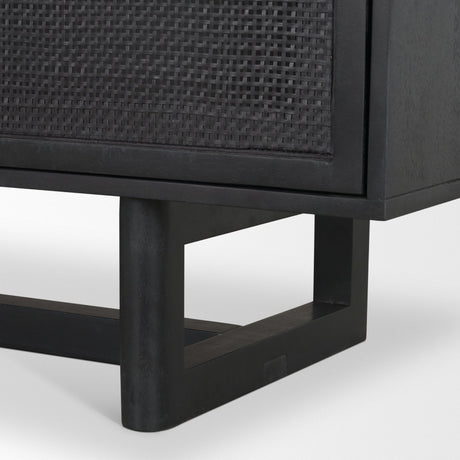 Grier Black Wood W/ Black Cane Sideboard by Mercana at Eve Furniture