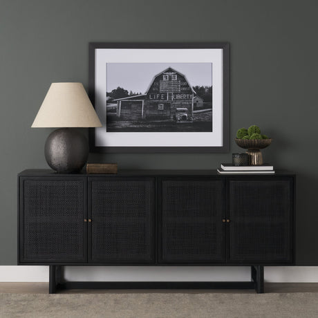 Grier Black Wood W/ Black Cane Sideboard by Mercana at Eve Furniture