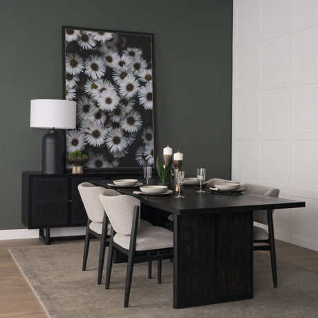 Grier Black Wood W/ Black Cane Sideboard by Mercana at Eve Furniture