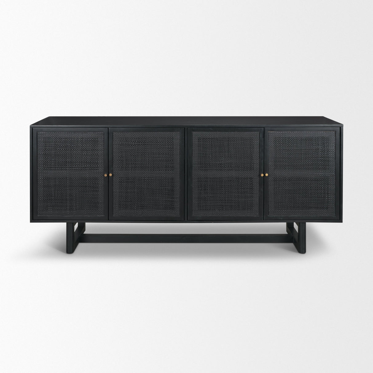Grier Black Wood W/ Black Cane Sideboard by Mercana at Eve Furniture