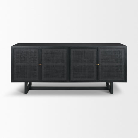 Grier Black Wood W/ Black Cane Sideboard by Mercana at Eve Furniture