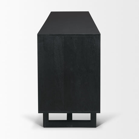 Grier Black Wood W/ Black Cane Sideboard by Mercana at Eve Furniture