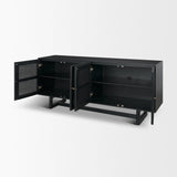Grier Black Wood W/ Black Cane Sideboard by Mercana at Eve Furniture