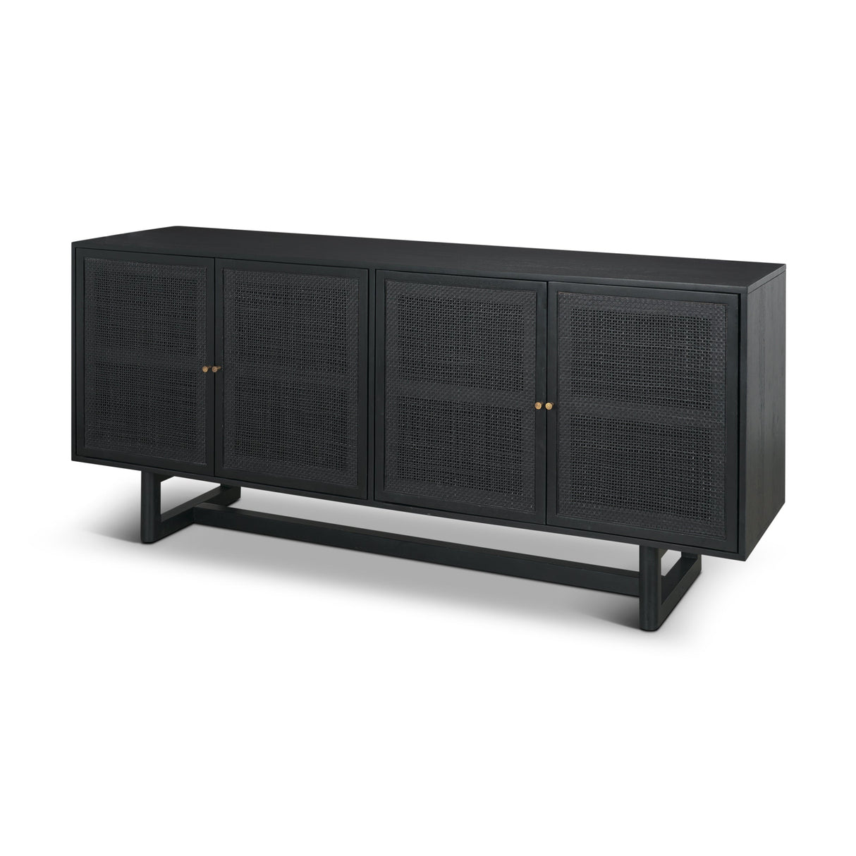 Grier Black Wood W/ Black Cane Sideboard by Mercana at Eve Furniture