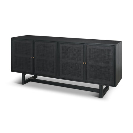 Grier Black Wood W/ Black Cane Sideboard by Mercana at Eve Furniture