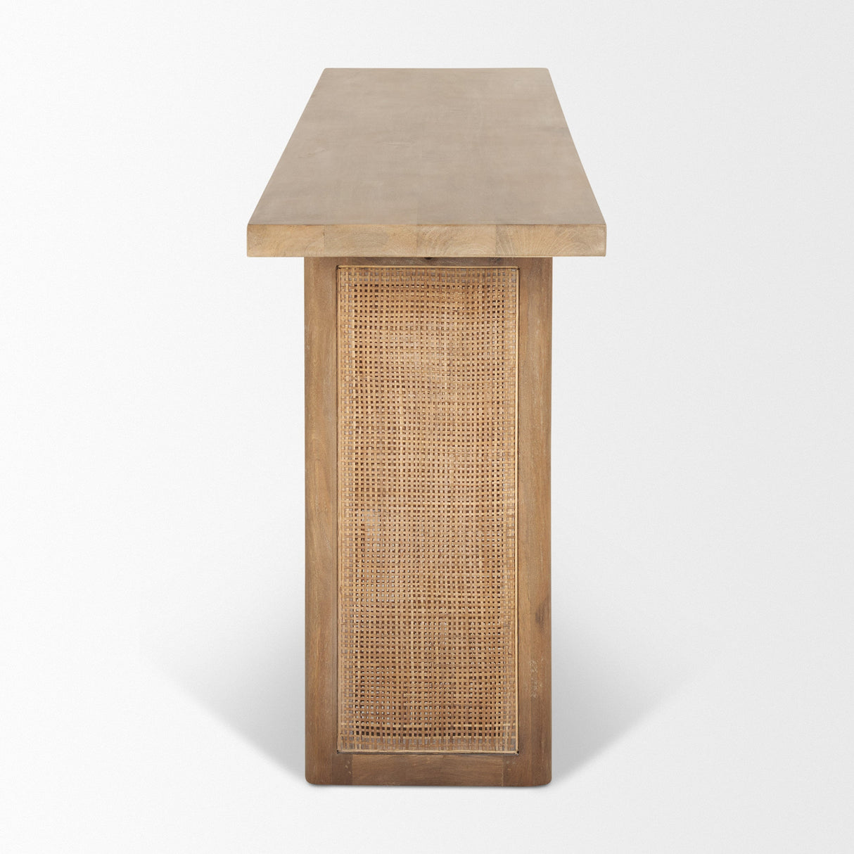 Grier Light Brown Solid Wood w/ Cane Console Table by Mercana at Eve Furniture