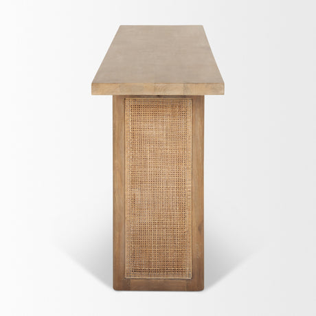 Grier Light Brown Solid Wood w/ Cane Console Table by Mercana at Eve Furniture
