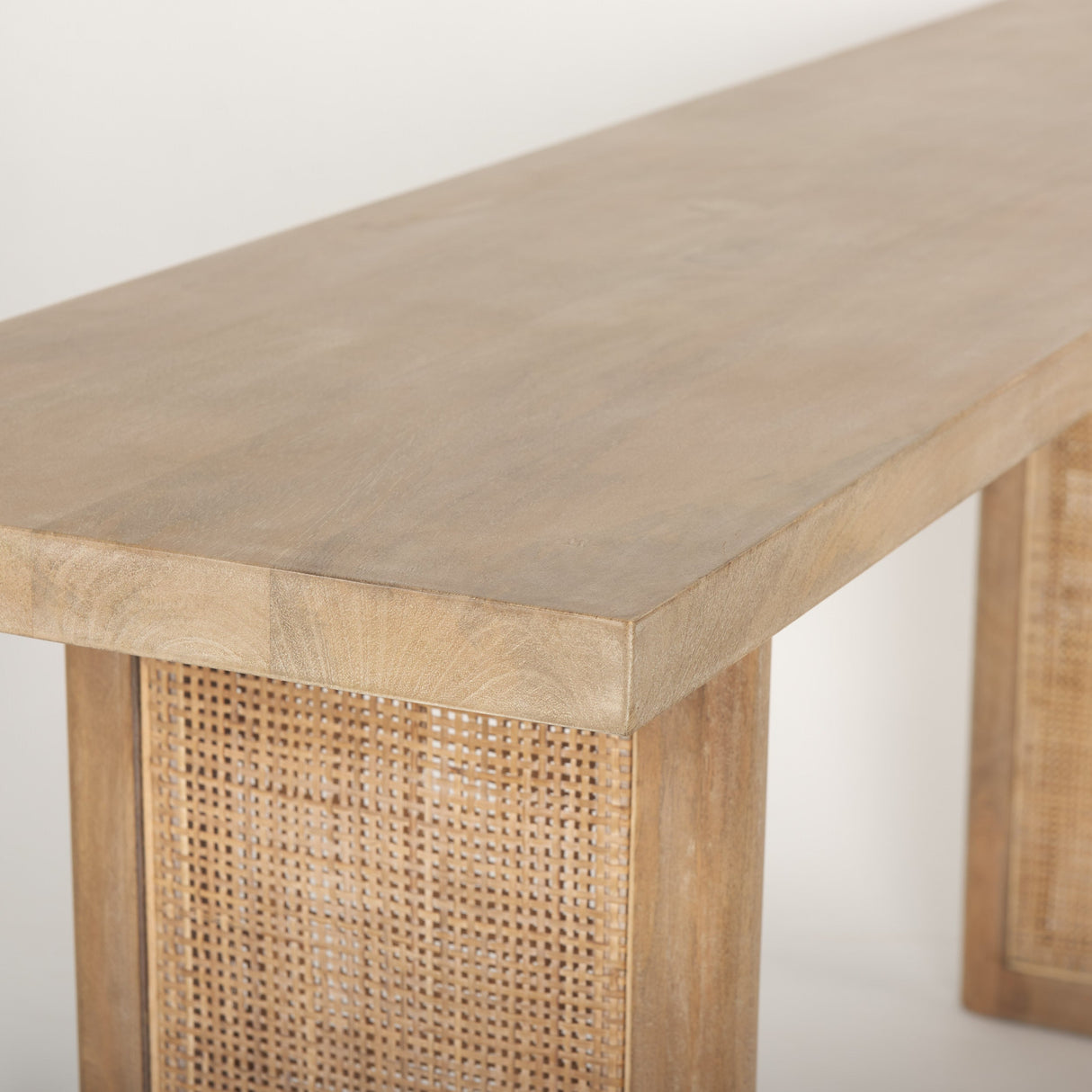 Grier Light Brown Solid Wood w/ Cane Console Table by Mercana at Eve Furniture