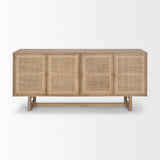 Grier Light Brown Solid Wood W/ Cane Sideboard by Mercana at Eve Furniture