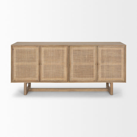 Grier Light Brown Solid Wood W/ Cane Sideboard by Mercana at Eve Furniture