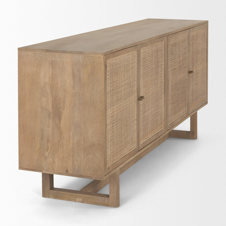 Grier Light Brown Solid Wood W/ Cane Sideboard by Mercana at Eve Furniture