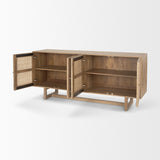 Grier Light Brown Solid Wood W/ Cane Sideboard by Mercana at Eve Furniture