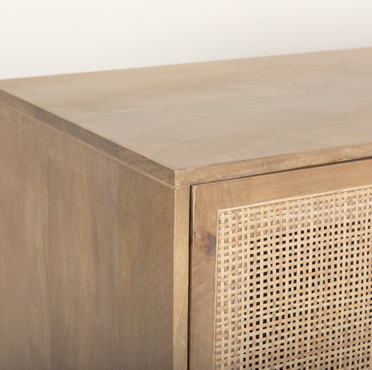 Grier Light Brown Solid Wood W/ Cane Sideboard by Mercana at Eve Furniture