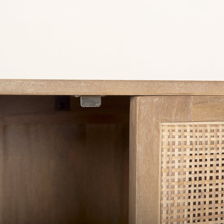 Grier Light Brown Solid Wood W/ Cane Sideboard by Mercana at Eve Furniture