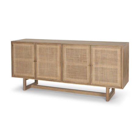 Grier Light Brown Solid Wood W/ Cane Sideboard by Mercana at Eve Furniture