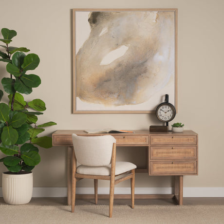 Grier Light Brown Solid Wood W/Cane Office Desk by Mercana at Eve Furniture
