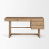 Grier Light Brown Solid Wood W/Cane Office Desk by Mercana at Eve Furniture