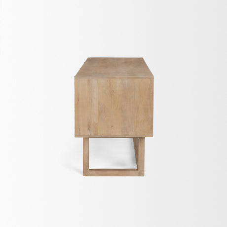 Grier Light Brown Solid Wood W/Cane Office Desk by Mercana at Eve Furniture
