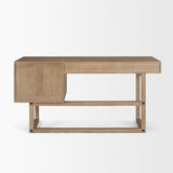 Grier Light Brown Solid Wood W/Cane Office Desk by Mercana at Eve Furniture