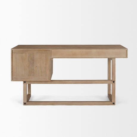 Grier Light Brown Solid Wood W/Cane Office Desk by Mercana at Eve Furniture