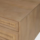 Grier Light Brown Solid Wood W/Cane Office Desk by Mercana at Eve Furniture