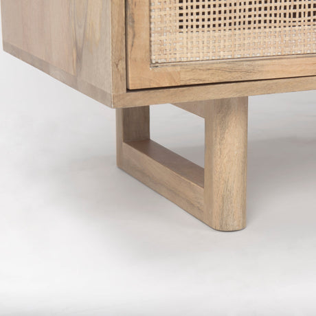 Grier Light Brown Wood w/ Cane 2 Door Accent Cabinet by Mercana at Eve Furniture