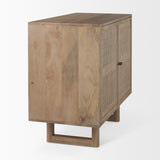 Grier Light Brown Wood w/ Cane 2 Door Accent Cabinet by Mercana at Eve Furniture