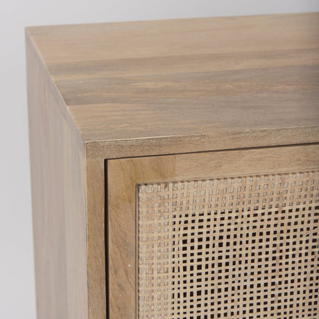Grier Light Brown Wood w/ Cane 2 Door Accent Cabinet by Mercana at Eve Furniture