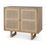 Grier Light Brown Wood w/ Cane 2 Door Accent Cabinet by Mercana at Eve Furniture