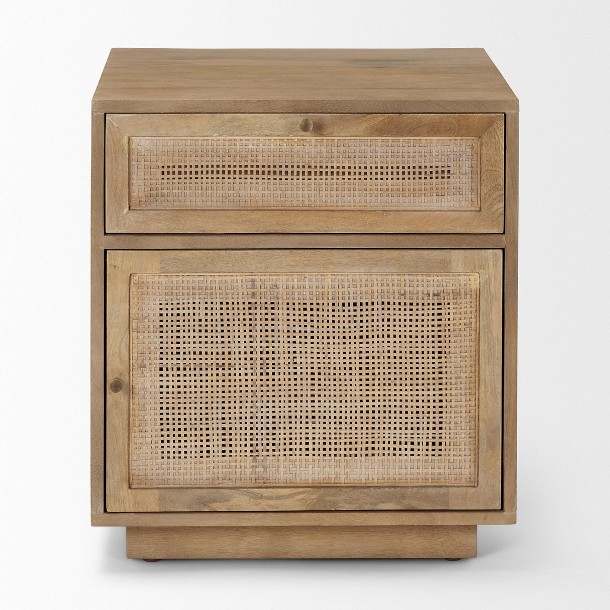 Grier Light Brown Wood w/ Cane End Table by Mercana at Eve Furniture
