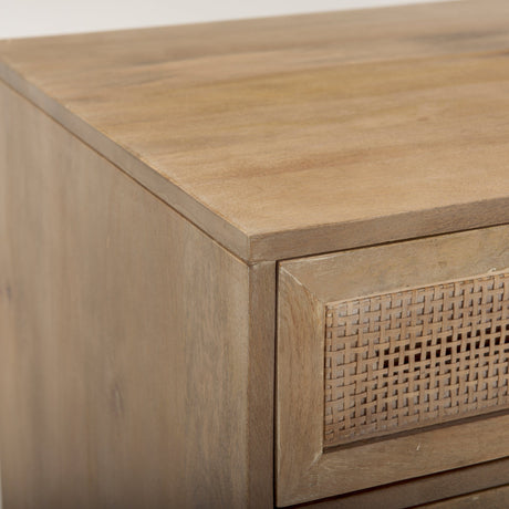 Grier Light Brown Wood w/ Cane End Table by Mercana at Eve Furniture