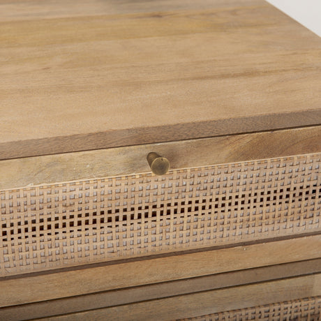Grier Light Brown Wood w/ Cane End Table by Mercana at Eve Furniture