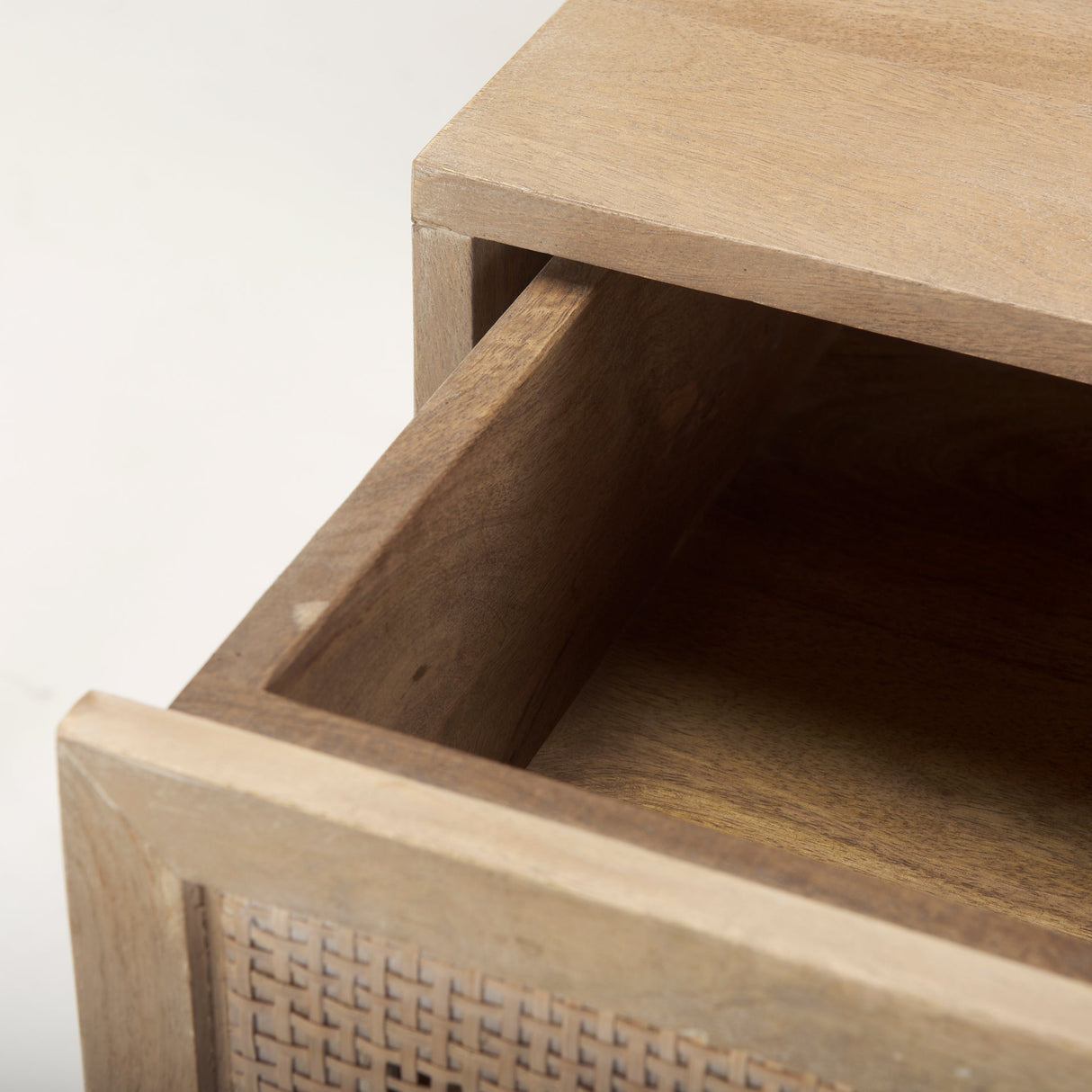 Grier Light Brown Wood w/ Cane End Table by Mercana at Eve Furniture