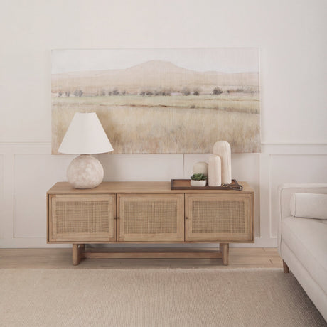 Grier Light Brown Wood w/ Cane Media Console by Mercana at Eve Furniture