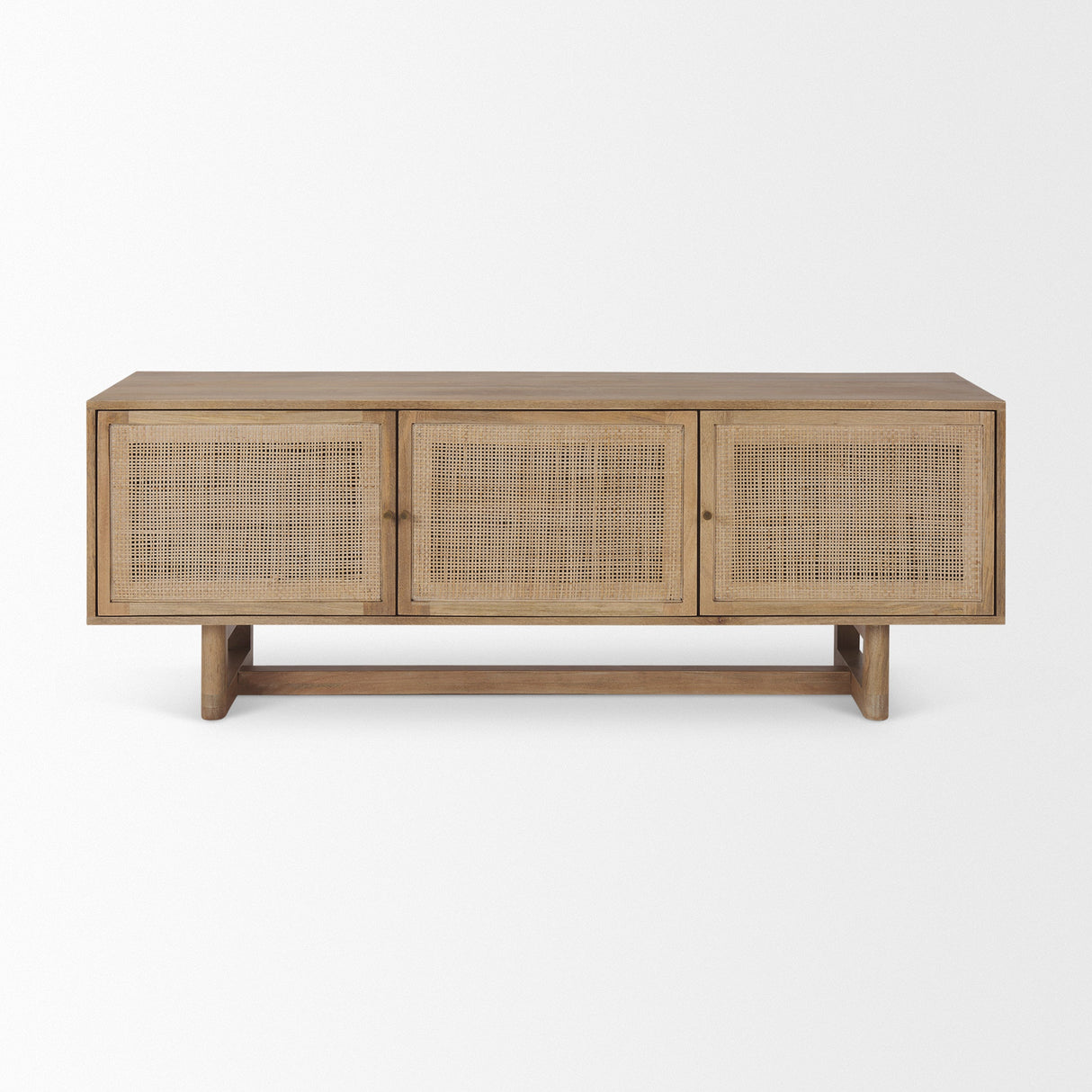 Grier Light Brown Wood w/ Cane Media Console by Mercana at Eve Furniture