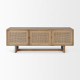 Grier Light Brown Wood w/ Cane Media Console by Mercana at Eve Furniture